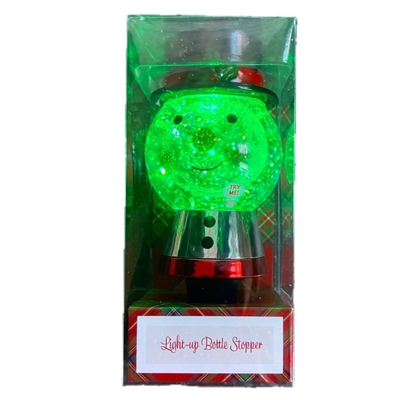 Sur la Table Light-up Bottle Stopper LED Light-up Snow Globe Snowman in Top-Hat - Picture 4 of 9